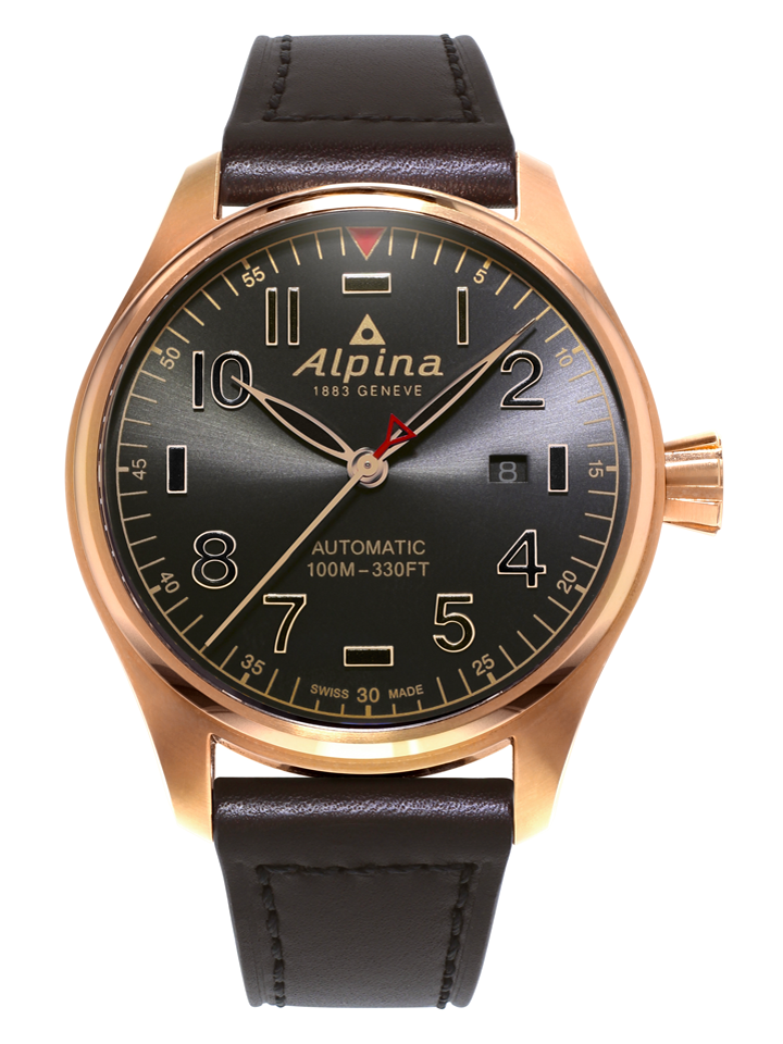 Alpina Startimer Pilot Automatic Shadow Line PVD Rose Gold On Strap AL-525GG4S4