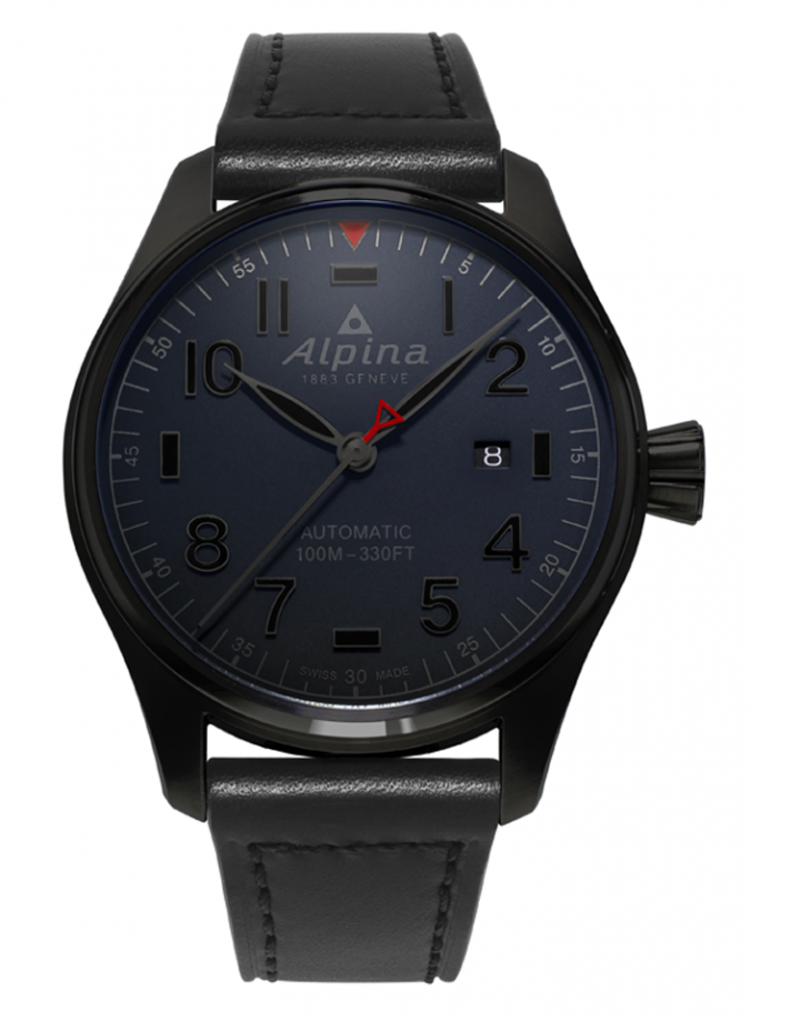 Alpina Startimer Pilot Automatic Shadow Line PVD Black On Strap AL-525NN4FBS6