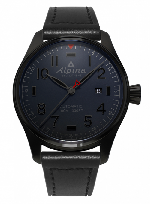 Alpina Startimer Pilot Automatic Shadow Line PVD Black On Strap AL-525NN4FBS6