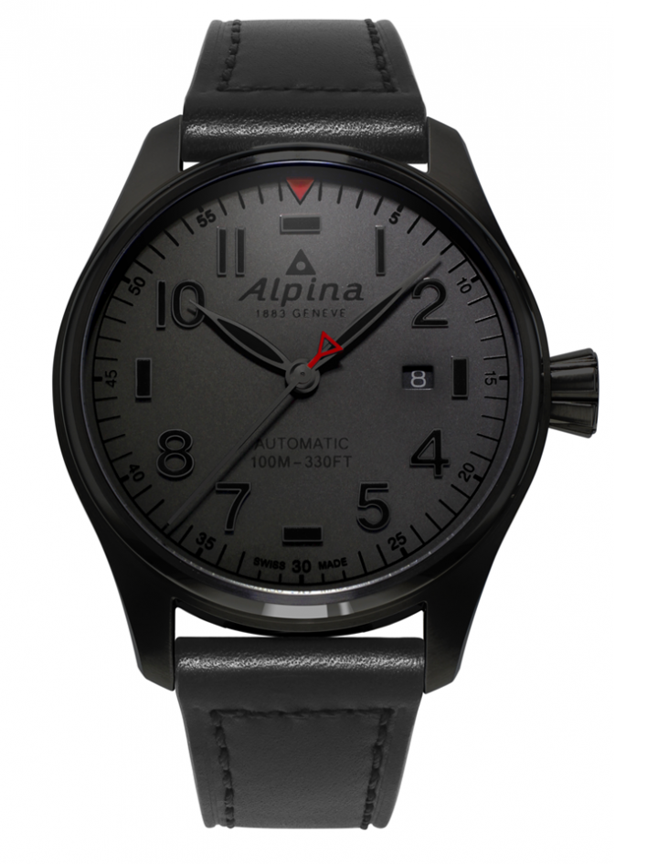 Alpina Startimer Pilot Automatic Shadow Line PVD Black On Strap AL-525GG4FBS6