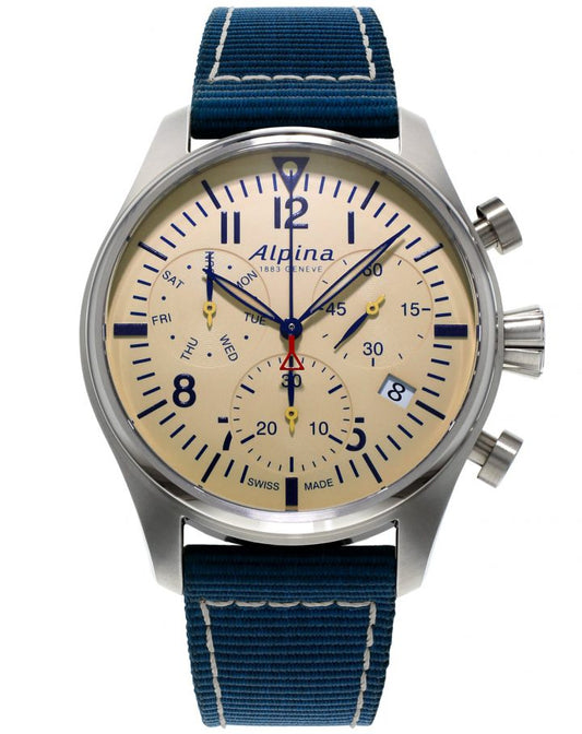 Alpina Startimer Pilot Chronograph Quartz Stainless Steel On Strap AL-371BG4S6