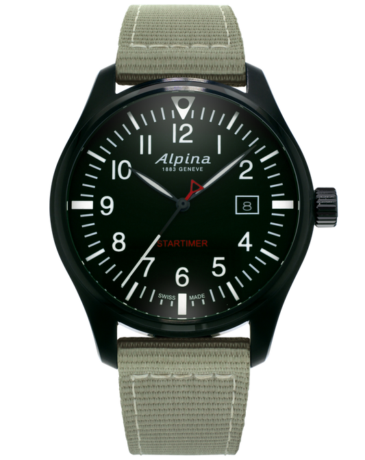 Alpina Startimer Pilot Quartz PVD Black On Strap AL-240B4FBS6