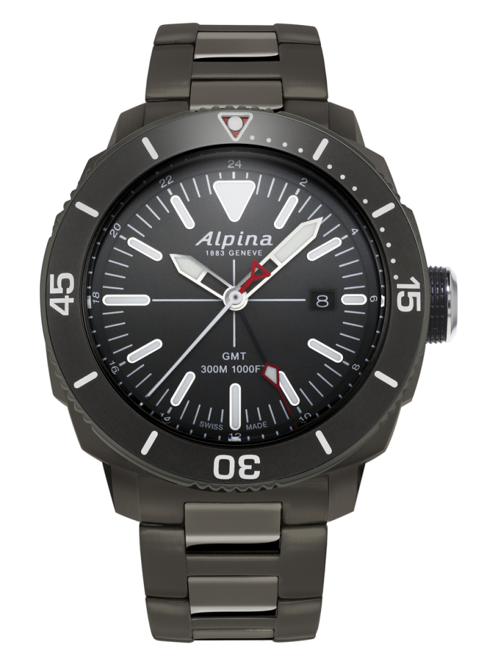 Alpina Seastrong Diver GMT Quartz Titanium PVD On Bracelet AL-247LGG4TV6B