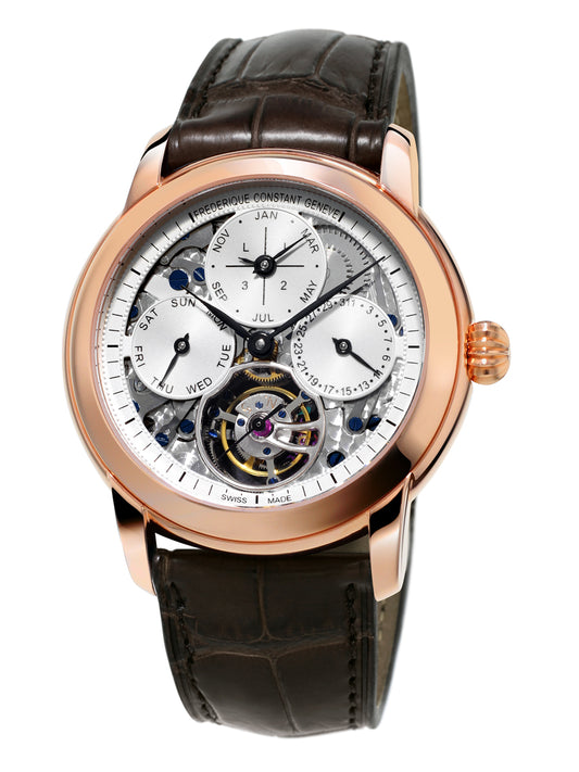 Frederique Constant Tourbillon Perpetual Calendar Manufacture Limited Edition 30 Pieces 18K Rose Gold On Strap FC-975S4H9