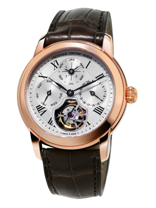 Frederique Constant Tourbillon Perpetual Calendar Manufacture Limited Edition 30 Pieces Rose Gold PVD On Strap FC-975MC4H4