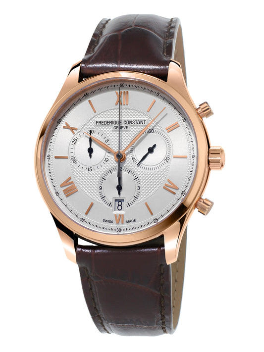 Frederique Constant Classics Quartz Chronograph Rose Gold Plated On Strap FC-292MV5B4