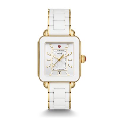 Michele Deco Sport Gold White Wrapped Silicone On Bracelet MWW06K000016