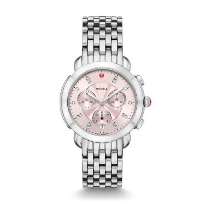 Michele Sidney Stainless Steel & Blush Diamond Dial On Bracelet MWW30A000018