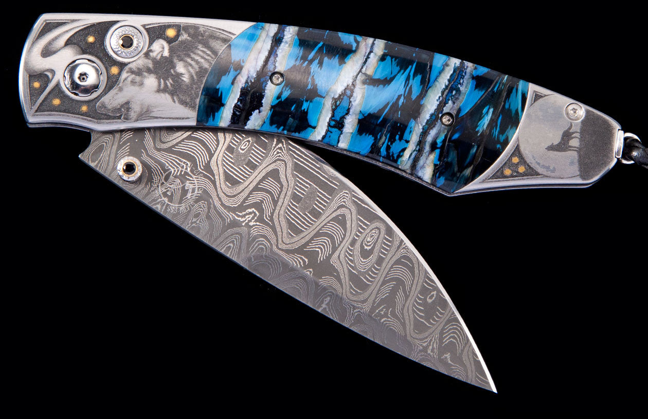 William Henry Pocket Knife Spearpoint Howling Wolf Edition Of 5 Pieces B12 Howling Wolf