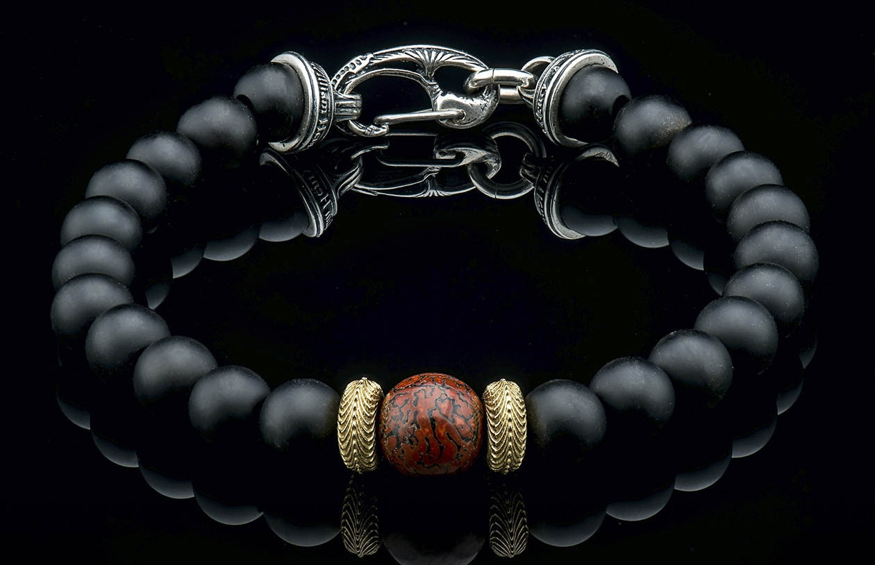 William Henry Beaded Bracelet Chieftain FLBB6 DB RB YG