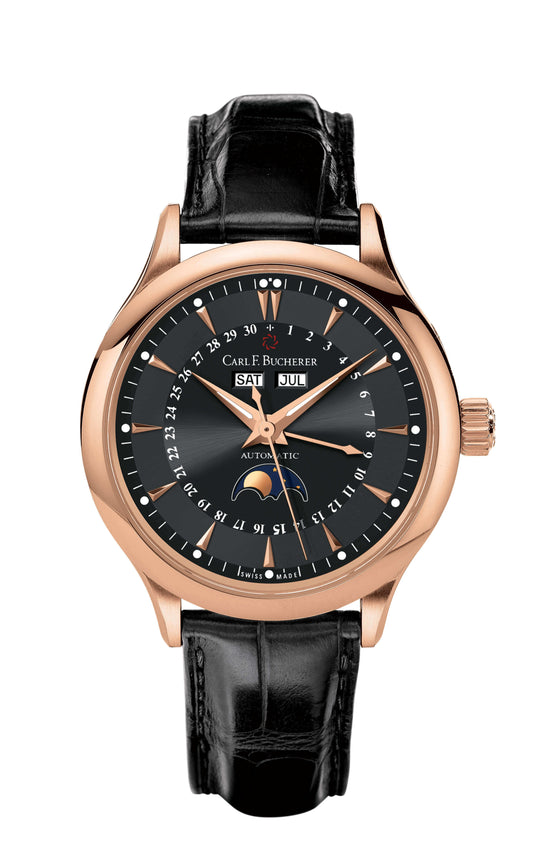 Carl F. Bucherer Manero MoonPhase 18kt Rose Gold On Strap Men's Watch 00.10909.03.33.01