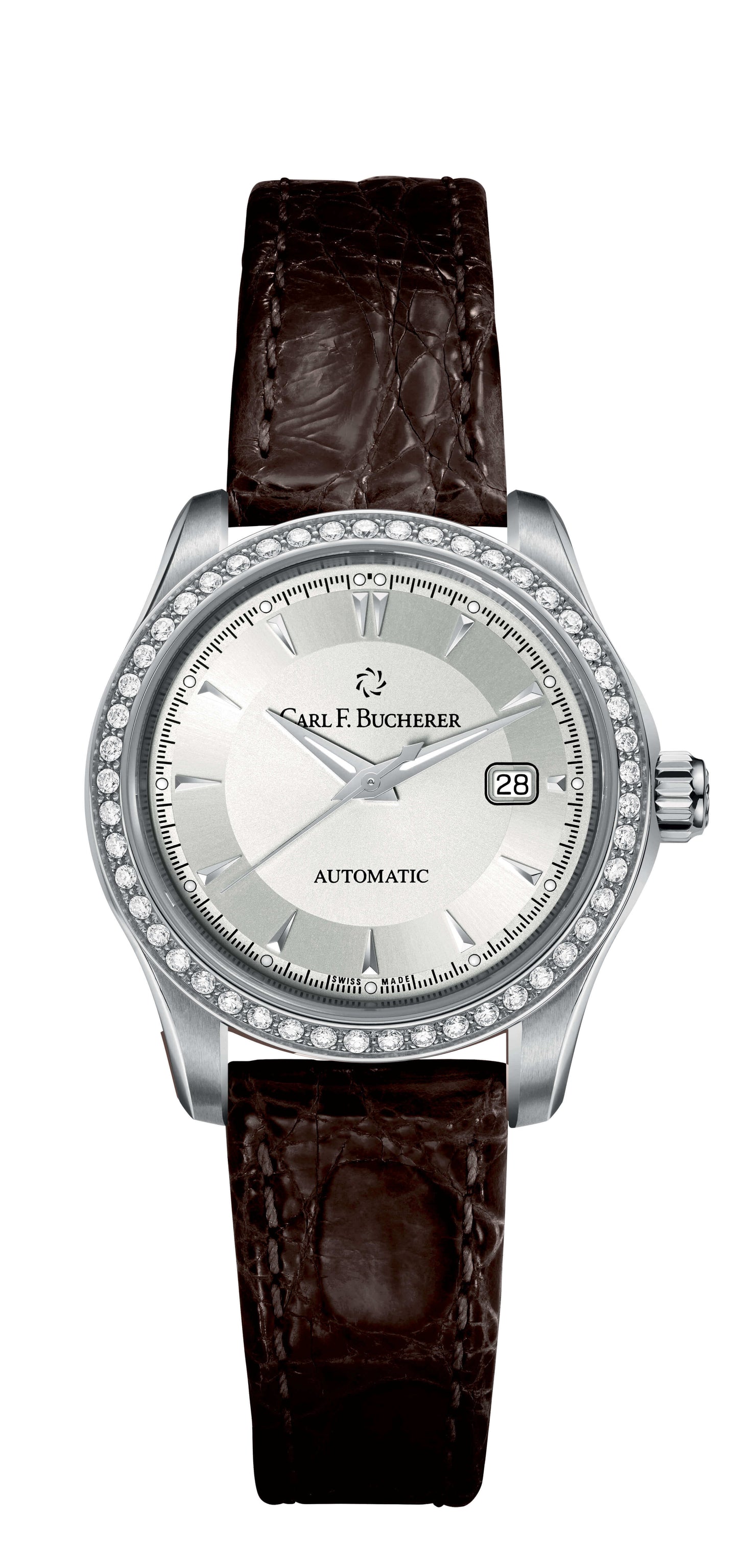 Carl F. Bucherer Manero AutoDate Diamond Bezel Stainless Steel On Strap Ladies Watch 00.10911.08.13.11