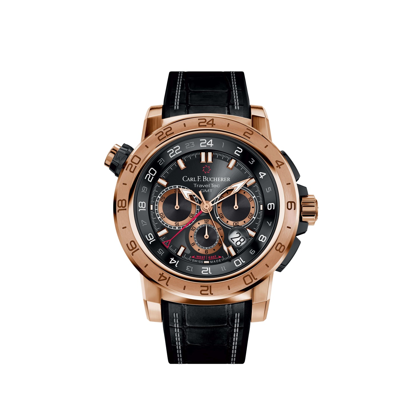 Carl F. Bucherer Patravi TravelTec II 18kt Rose Gold On Strap Men's Watch 00.10633.03.33.01