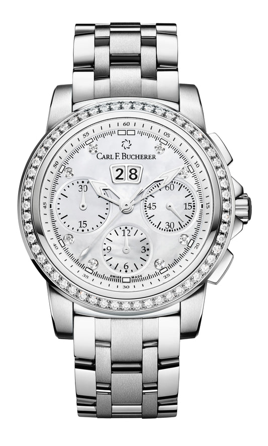 Carl F. Bucherer Patravi ChronoDate Stainless Steel Diamonds On Bracelet 00.10611.08.74.33