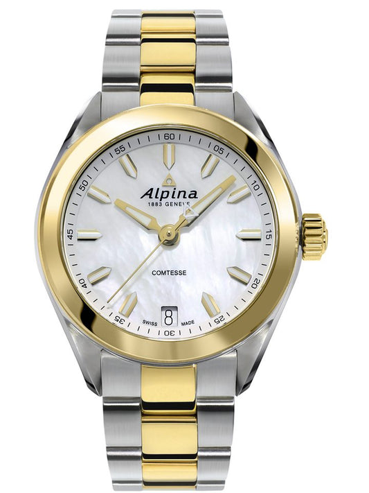 Alpina Comtesse Quartz Two Tone MOP On Bracelet AL-240MPW2C3B