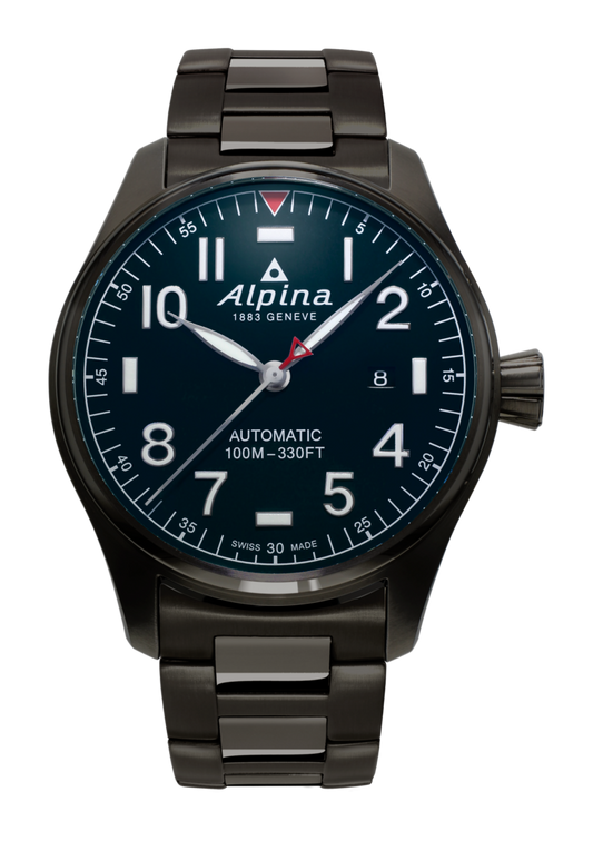 Alpina Startimer Pilot Automatic PVD Black On Bracelet Men's Watch AL-525NN4TS6B