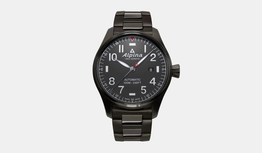 Alpina Startimer Pilot Automatic PVD Black On Bracelet Men's Watch AL-525G4TS6B