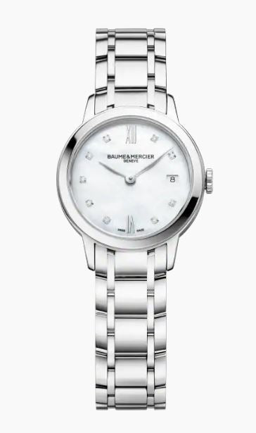 Baume & Mercier Classima Quartz Stainless Steel MOP Diamond Dial Ladies Watch On Bracelet MOA10490