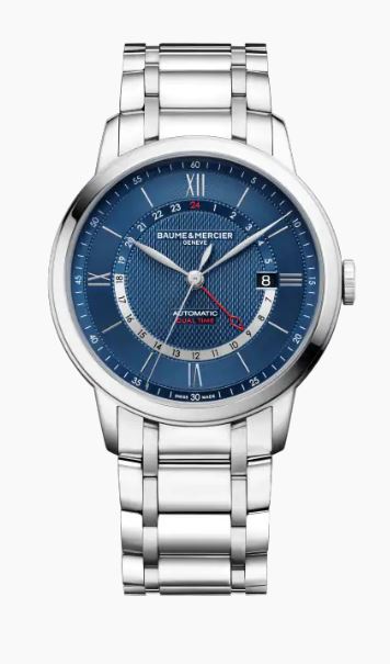 Baume & Mercier Classima Automatic Dual Time Stainless Steel On Bracelet Men's Watch MOA10483