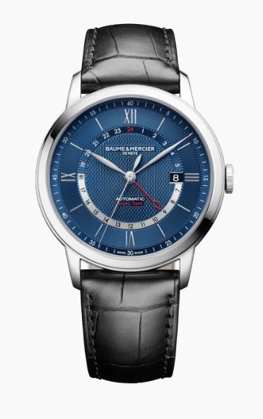 Baume & Mercier Classima Automatic Dual Time Stainless Steel On Strap Men's Watch MOA10482