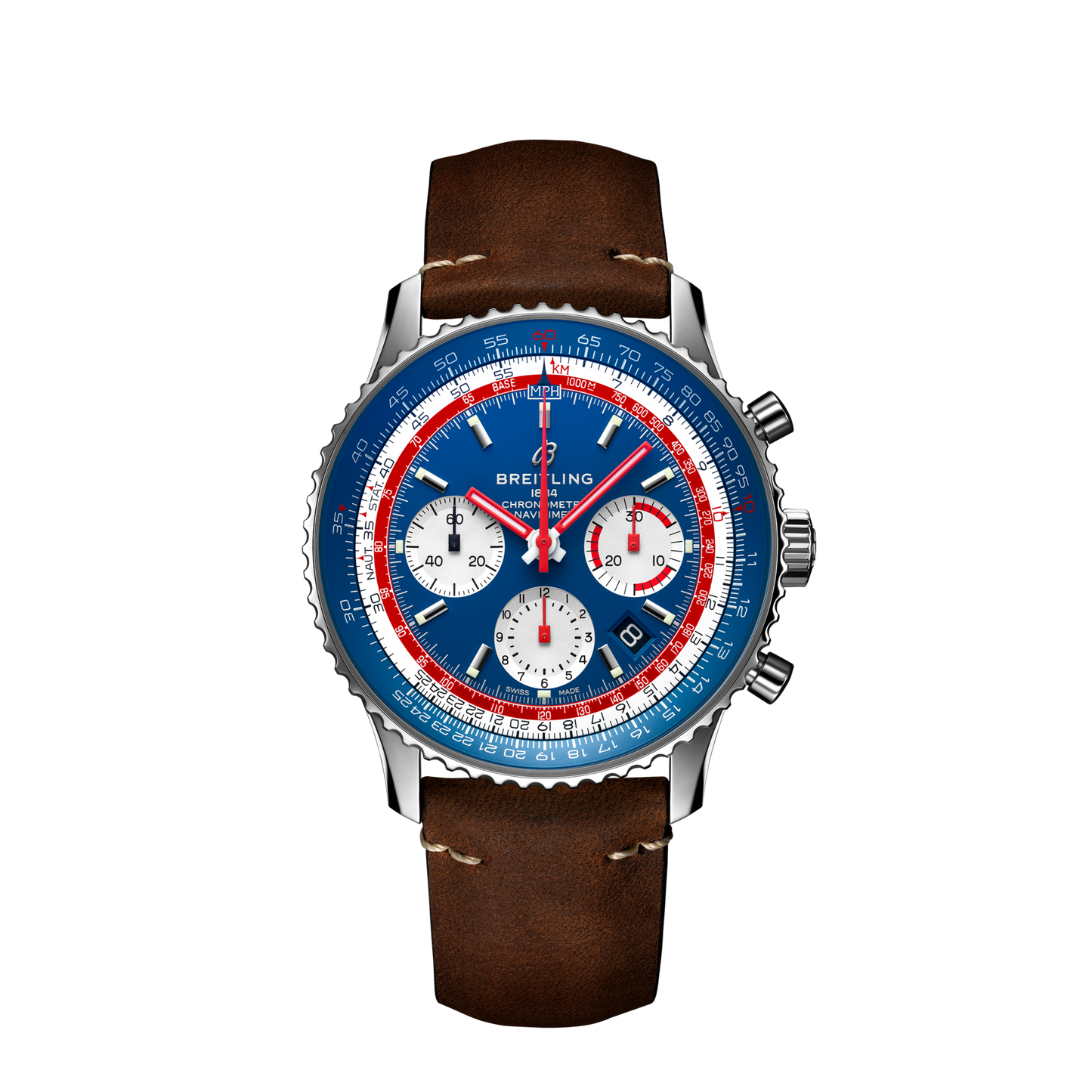 Breitling Navitimer B01 Chronograph 43 PAN AM Edition Stainless Steel On Strap Men's Watch AB01212B1C1X1