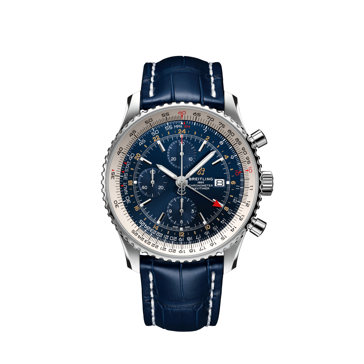 Breitling Navitimer Chronograph GMT 46 Stainless Steel On Tang Strap Men's Watch A24322121C2P1