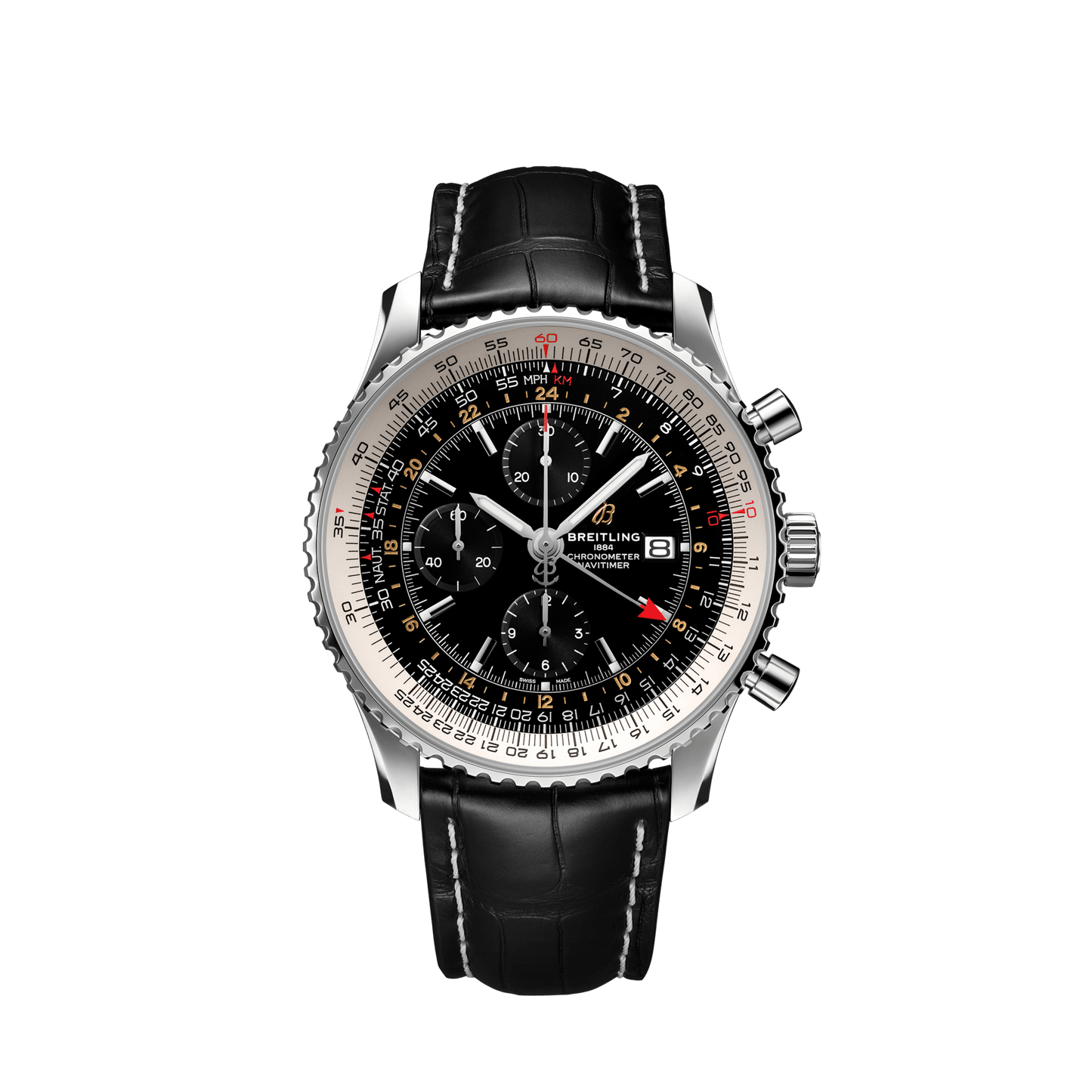 Breitling Navitimer Chronograph GMT 46 Stainless Steel On Tang Strap Men's Watch A24322121B2P1