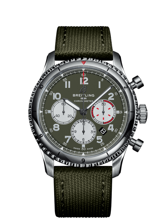 Breitling Aviator 8 B01 Chronograph 43 Curtiss Warhawk Stainless Steel On Tang Strap Men's Watch AB01192A1L1X1