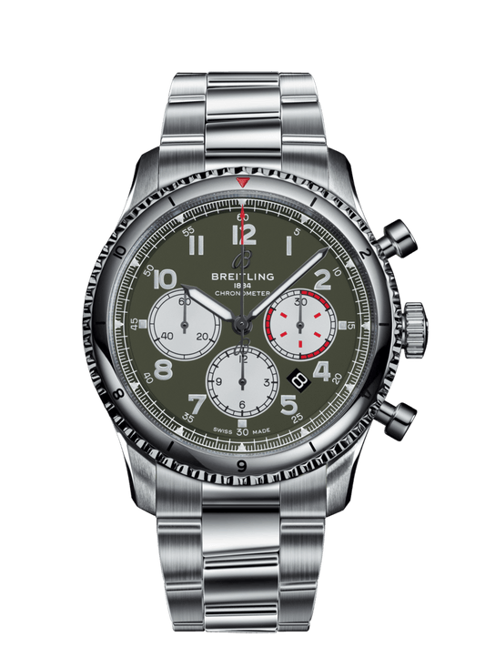 Breitling Aviator 8 B01 Chronograph 43 Curtiss Warhawk Stainless Steel On Steel Bracelet Men's Watch AB01192A1L1A1