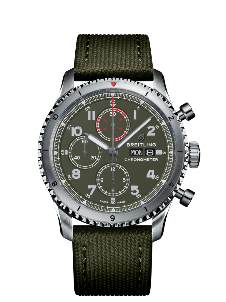 Breitling Aviator 8 Chronograph 43 Curtiss Warhawk Stainless Steel On Tang Strap Men's Watch A133161A1L1X1