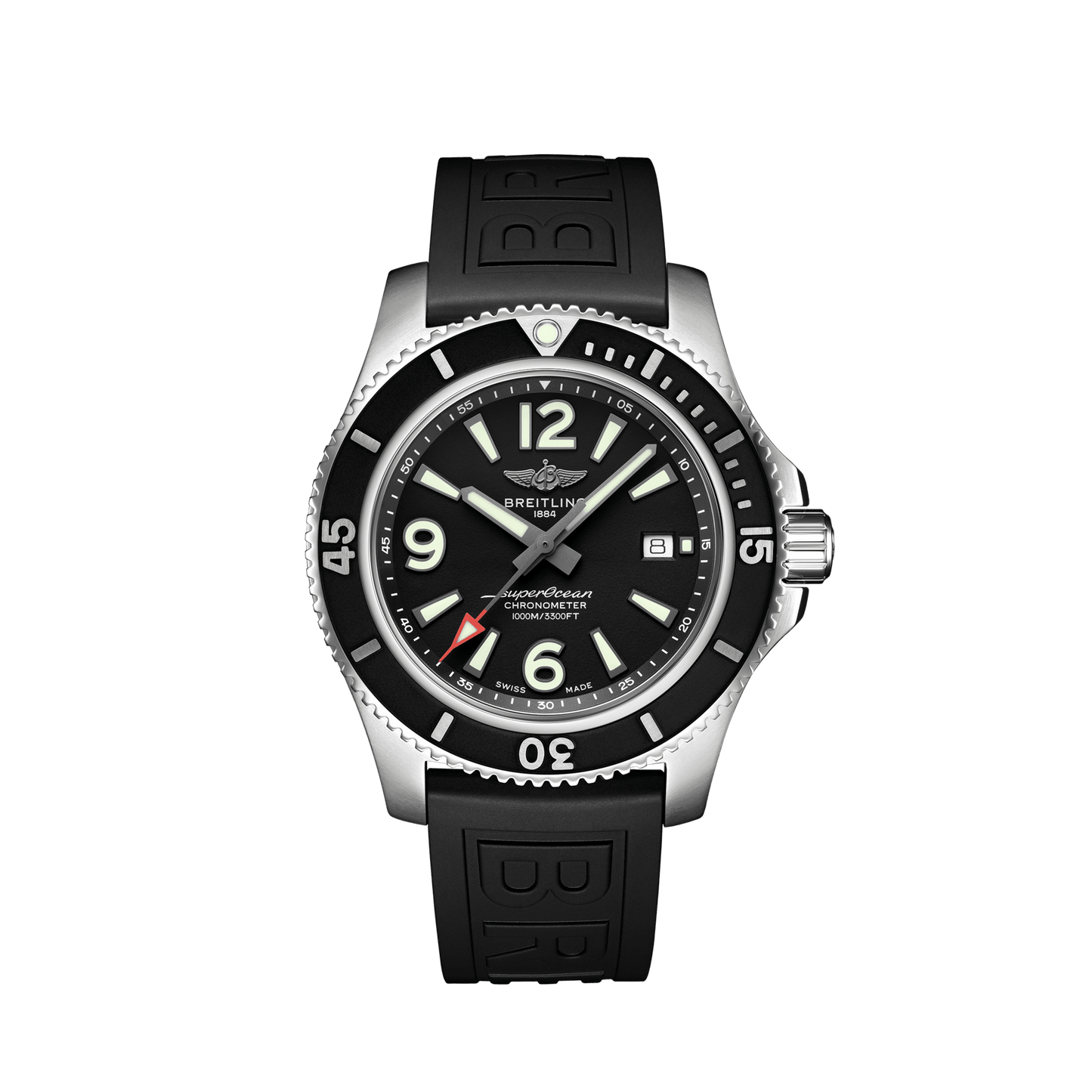 Breitling Superocean Automatic 44 Stainless Steel On Rubber Tang Buckle Men's Watch A17367D71B1S1