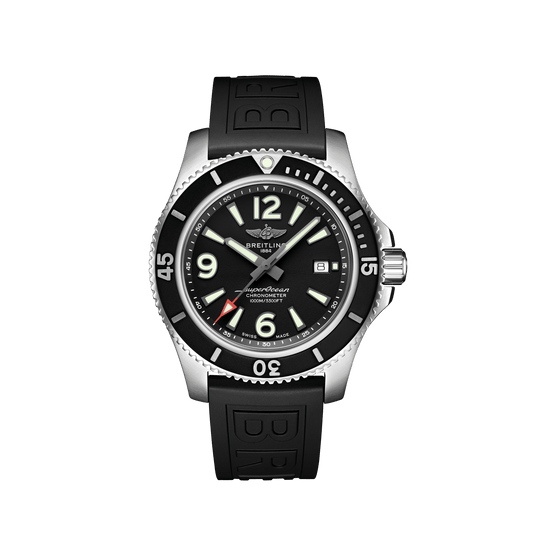 Breitling Superocean Automatic 44 Stainless Steel On Rubber Tang Buckle Men's Watch A17367D71B1S1