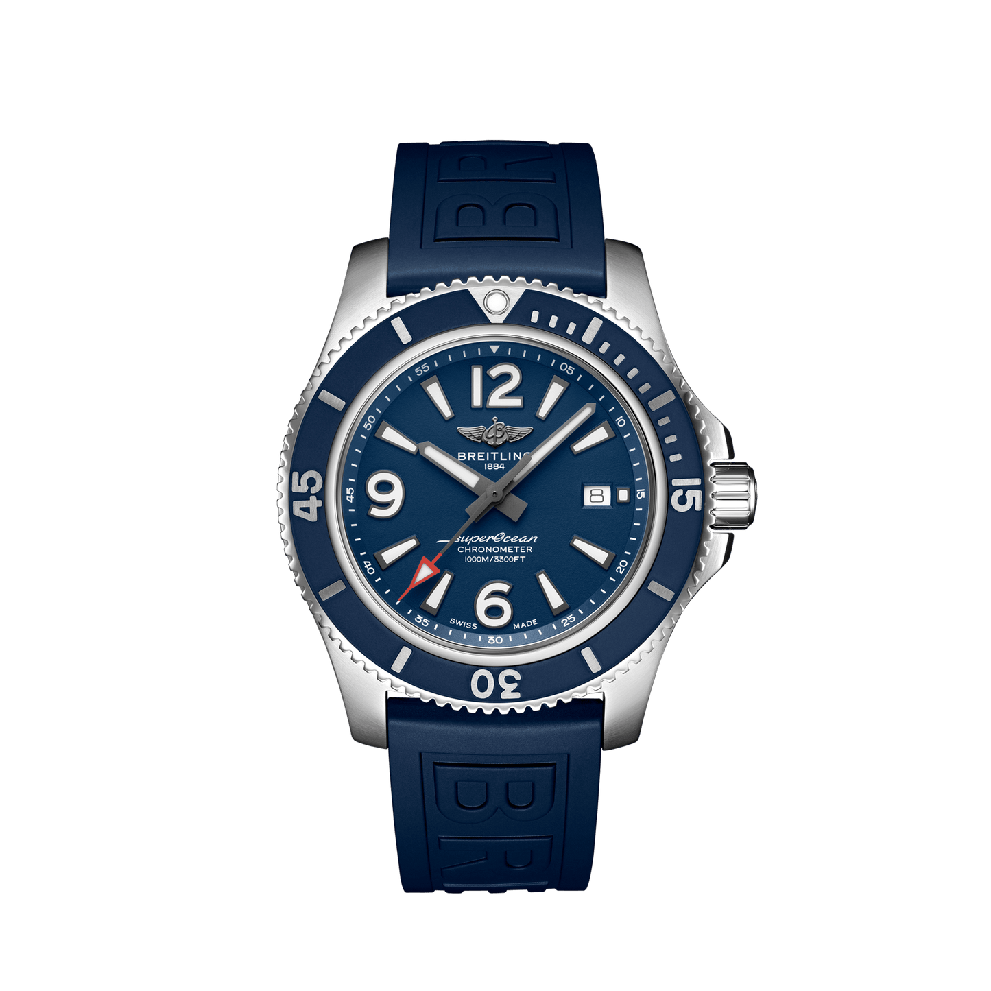 Breitling Superocean Automatic 44 Stainless Steel On Rubber Tang Buckle Men's Watch A17367D81C1S1