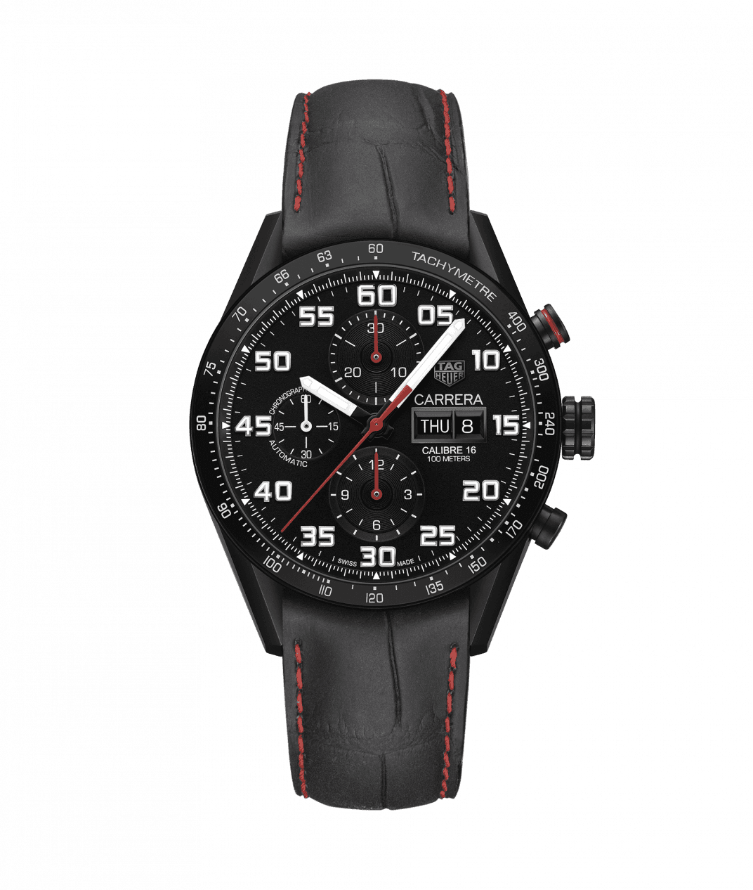 Tag Heuer Carrera Calibre 16 Day Date Automatic Chronograph Black PVD On Strap Men's Watch CV2A83.FC6393