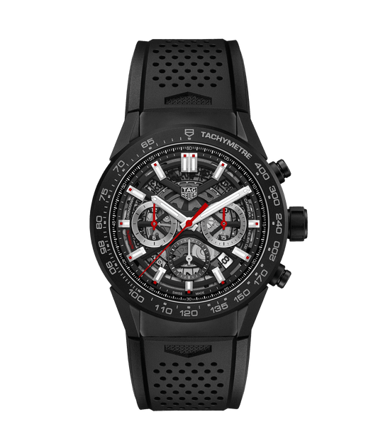 Tag Heuer Carrera Calibre Heuer 02 Automatic Chronograph PVD Black On Strap Men's Watch CBG2A90.FT6173