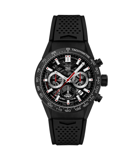 Tag Heuer Carrera Calibre Heuer 02 Automatic Chronograph PVD Black On Strap Men's Watch CBG2090.FT6145