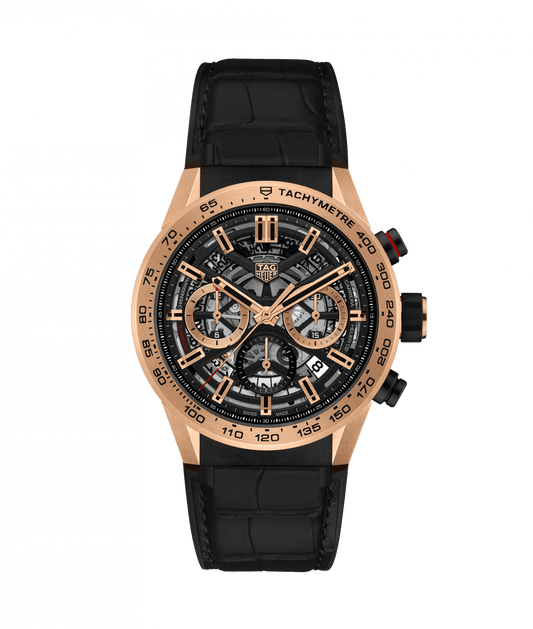 Tag Heuer Carrera Calibre Heuer 02 Automatic Chronograph Rose Gold On Strap Men's Watch CB2051.FC6426