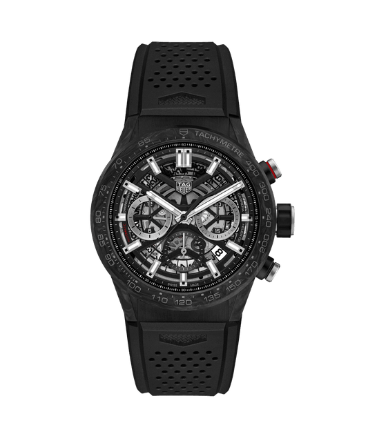 Tag Heuer Carrera Calibre Heuer 02 Automatic Chronograph PVD Black Carbon On Strap CBG2016.FT6143