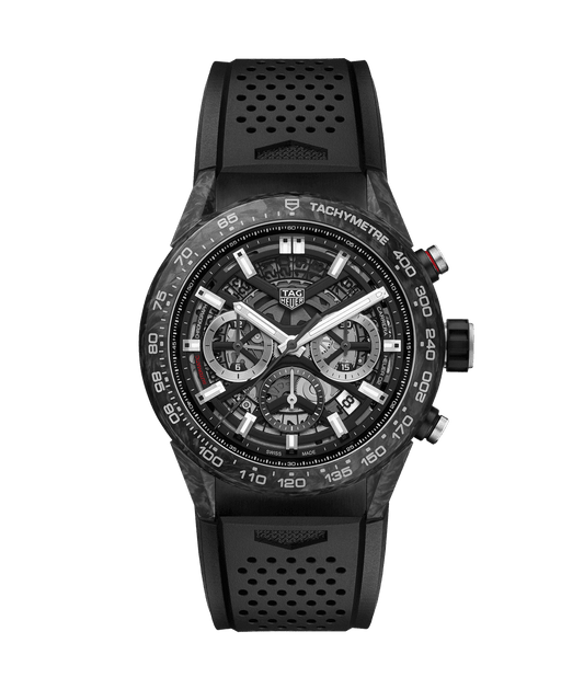 Tag Heuer Carrera Calibre Heuer 02 Automatic Chronograph Black Carbon Fiber On Strap Men's Watch CBG2A91.FT6173