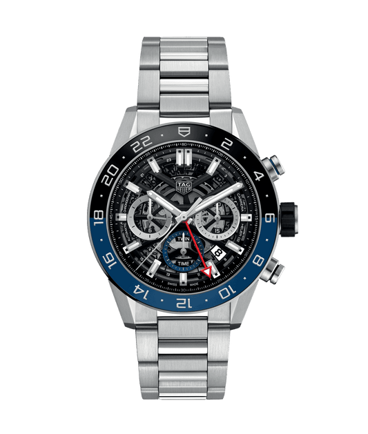 Tag Heuer Carrera Calibre Heuer 02 GMT Automatic Chronograph Stainless Steel On Bracelet Men's Watch CBG2A1Z.BA0658