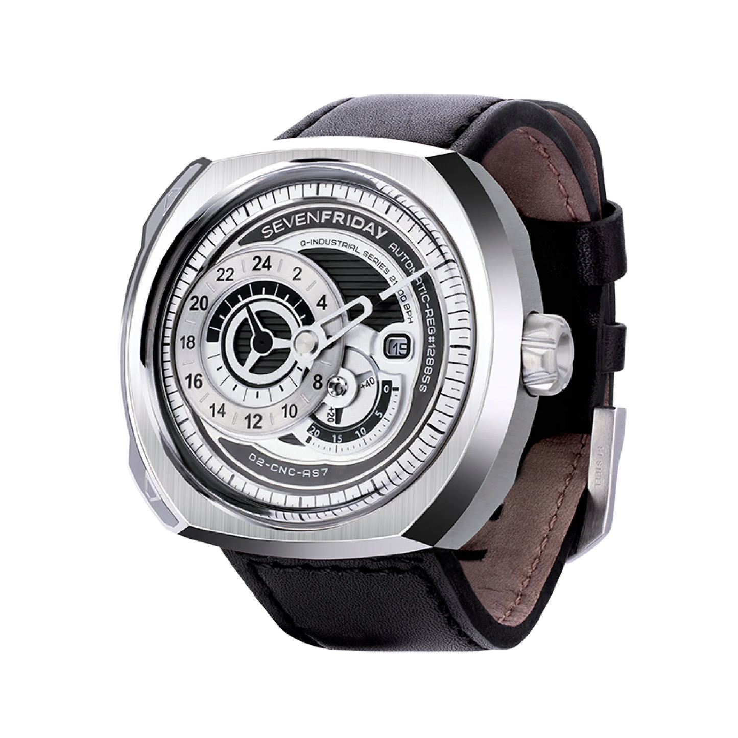 SevenFriday Q Series Automatic Stainless Steel Silver Dial On Strap Men's Watch Q1/1