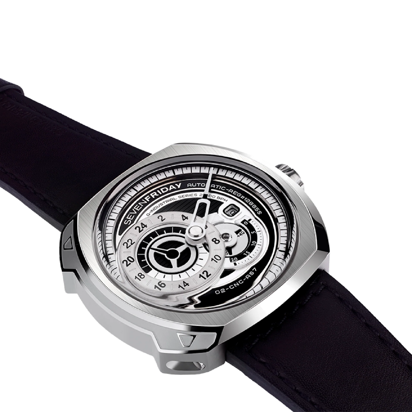 SevenFriday Q Series Automatic Stainless Steel Silver Dial On Strap Men's Watch Q1/1