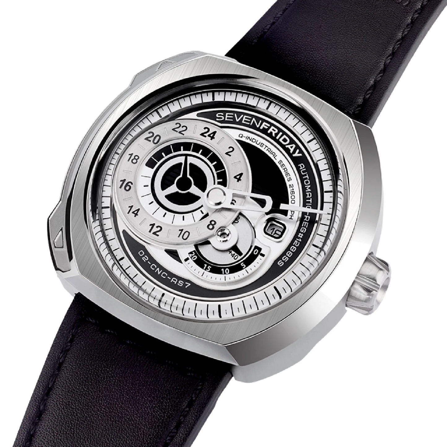 SevenFriday Q Series Automatic Stainless Steel Silver Dial On Strap Men's Watch Q1/1