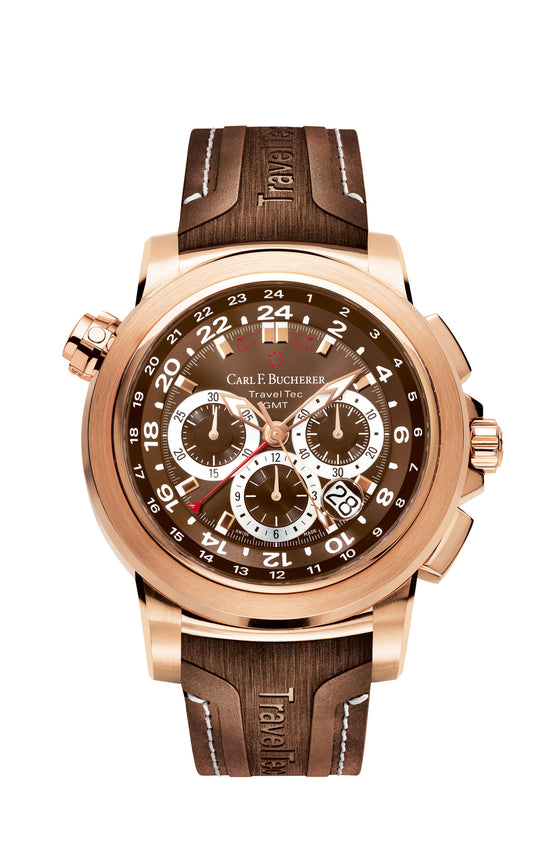 Carl F. Bucherer Patravi TravelTec GMT 18kt Rose Gold On Strap Men's Watch 00.10620.03.93.02