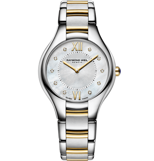 Raymond Weil Noemia 32mm Two-Tone MOP Diamond Dial On Bracelet Ladies Watch 5132-STP-00985