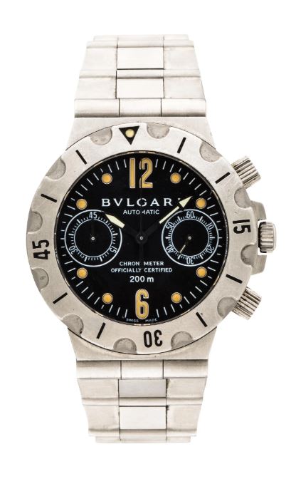 Pre-Owned Bvlgari Diagono Scuba Automatic Chrono Stainless Steel On Bracelet SC3855