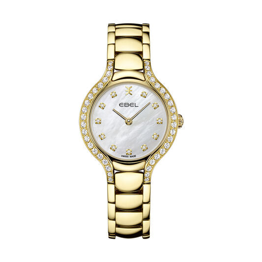 Ebel Beluga 18KT Yellow Gold Quartz MOP Diamond Dial Diamond Bezel On Bracelet Ladies Watch 1216468