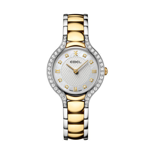 Ebel Beluga Quartz Two Tone MOP Diamond Dial Diamond Bezel On Bracelet Ladies Watch 1216467