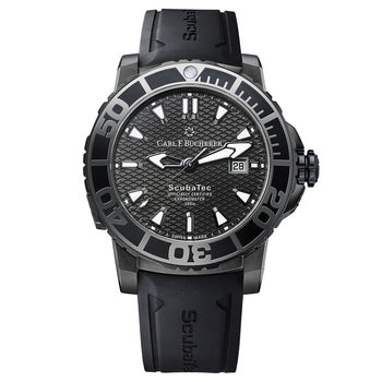 Carl F. Bucherer Patravi Scubatec Black - Automatic DLC coated Titanium On Rubber Strap with Titanium Foldover buckle Men's Watch 00.10632.22.33.99