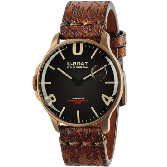 U-Boat Darkmoon 44 IP Bronze 8647 on Handmade Leather Strap